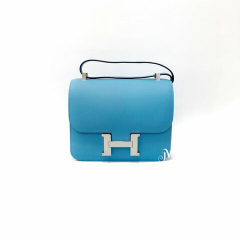 HERMES P3 北方藍 Epsom皮 銀扣 Constance