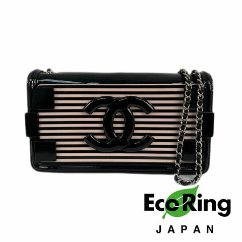 △ Chanel 香奈兒 Black, Pink Patent Leather , Resin Silver Tone Metal Chain Cross-body Bag No.19 黑色, 粉紅色漆皮,樹脂銀色金屬鏈條斜背袋 No.19 -257013748