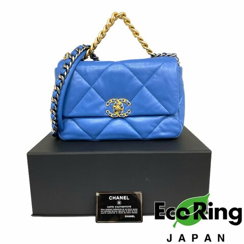 △ Chanel 香奈兒 19Bag Blue Lambskin Ruthenium-Finish Gold&Silver-tone Metal Chain 2Way Bag No.29 AS1160 藍色小羊皮鍍釕金色銀色金屬鏈條兩用袋 No.29 AS1160 -257013341