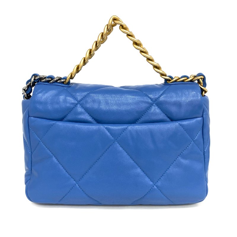 △ Chanel 香奈兒 19Bag Blue Lambskin Ruthenium-Finish Gold&Silver-tone Metal Chain 2Way Bag No.29 AS1160 藍色小羊皮鍍釕金色銀色金屬鏈條兩用袋 No.29 AS1160 -257013341-2