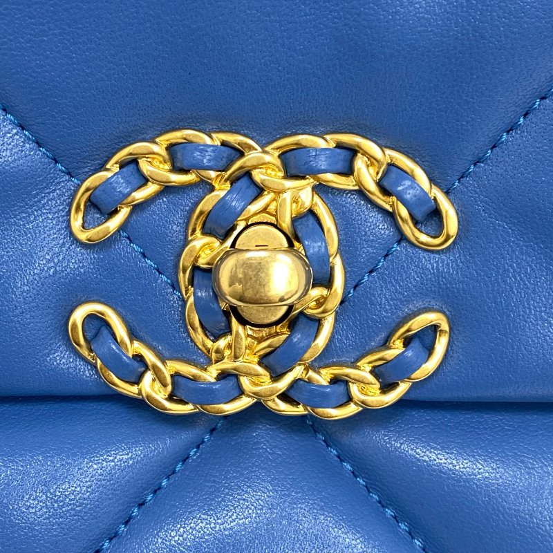 △ Chanel 香奈兒 19Bag Blue Lambskin Ruthenium-Finish Gold&Silver-tone Metal Chain 2Way Bag No.29 AS1160 藍色小羊皮鍍釕金色銀色金屬鏈條兩用袋 No.29 AS1160 -257013341-7
