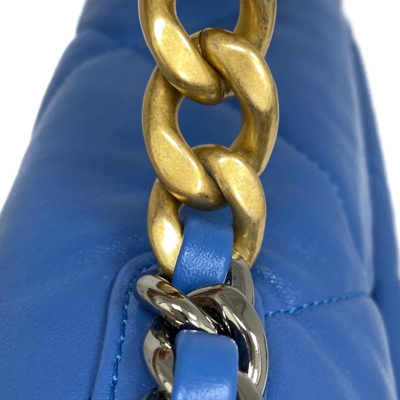 △ Chanel 香奈兒 19Bag Blue Lambskin Ruthenium-Finish Gold&Silver-tone Metal Chain 2Way Bag No.29 AS1160 藍色小羊皮鍍釕金色銀色金屬鏈條兩用袋 No.29 AS1160 -257013341-9