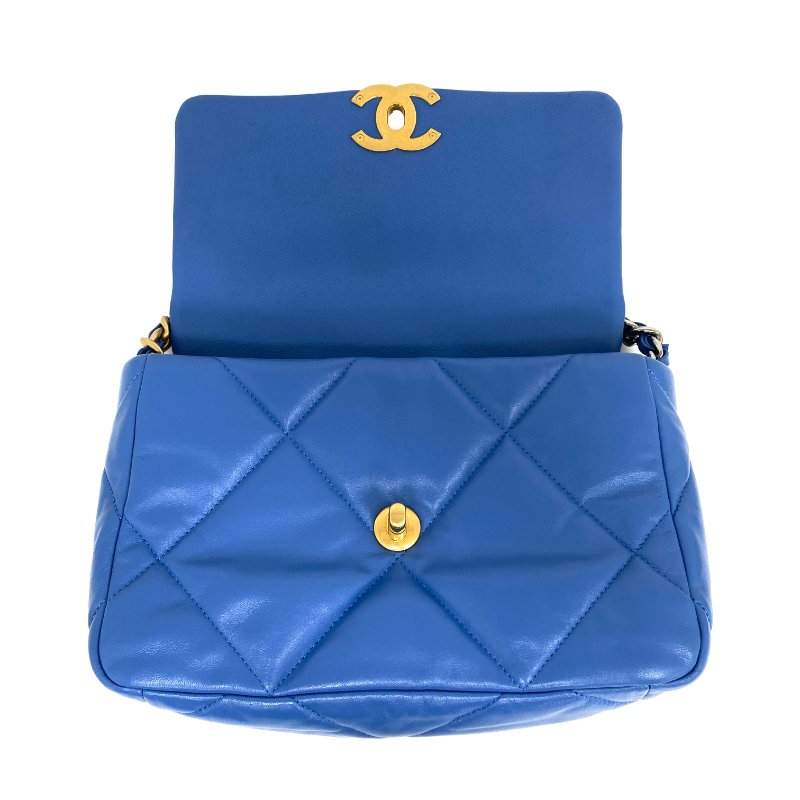 △ Chanel 香奈兒 19Bag Blue Lambskin Ruthenium-Finish Gold&Silver-tone Metal Chain 2Way Bag No.29 AS1160 藍色小羊皮鍍釕金色銀色金屬鏈條兩用袋 No.29 AS1160 -257013341-18