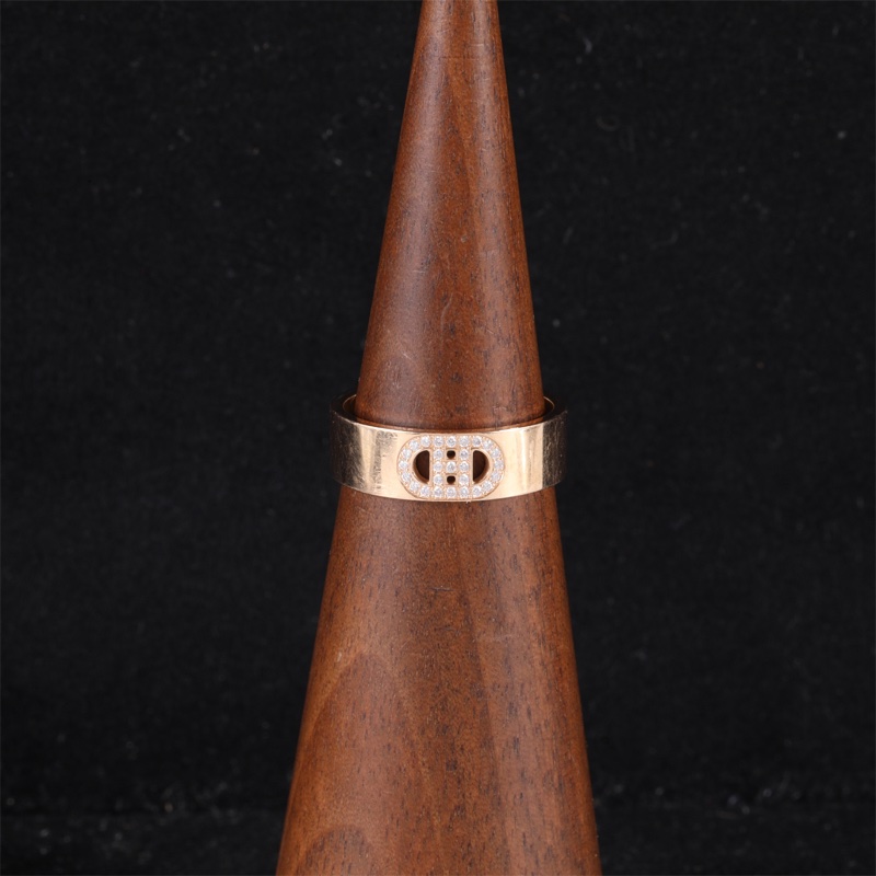 HERMES(愛馬仕) H d Ancre 豬鼻子 戒指 帶鑽 18K玫瑰金 51-0