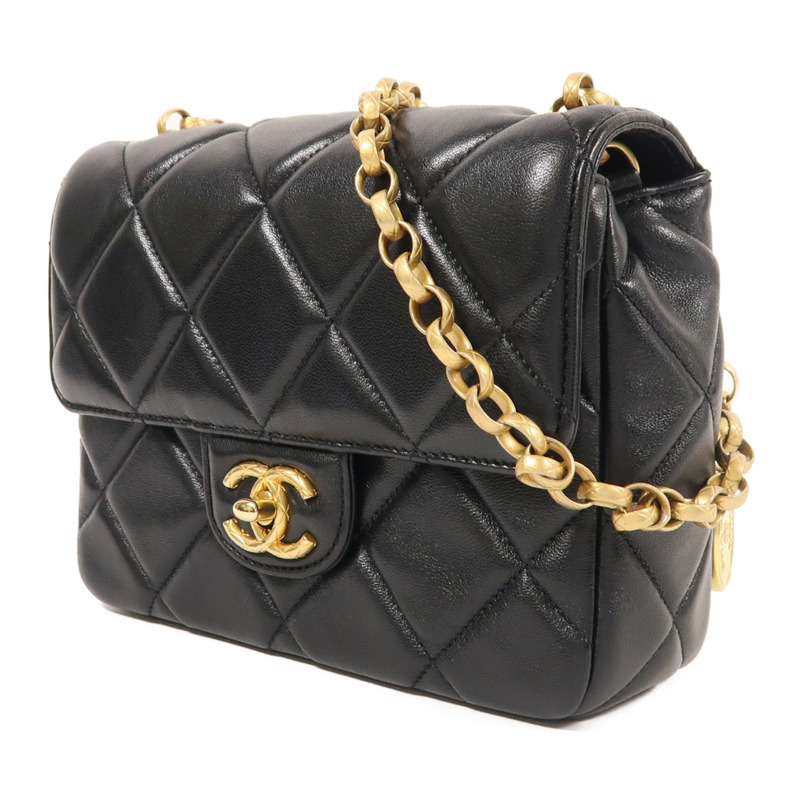 CHANEL 羊皮皮革Medallion Flap金扣鏈帶肩背袋-2