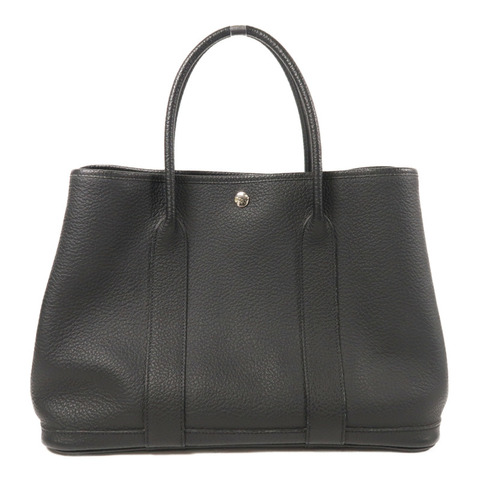 HERMES Negonda皮革Garden Party PM銀扣手挽袋89 Noir