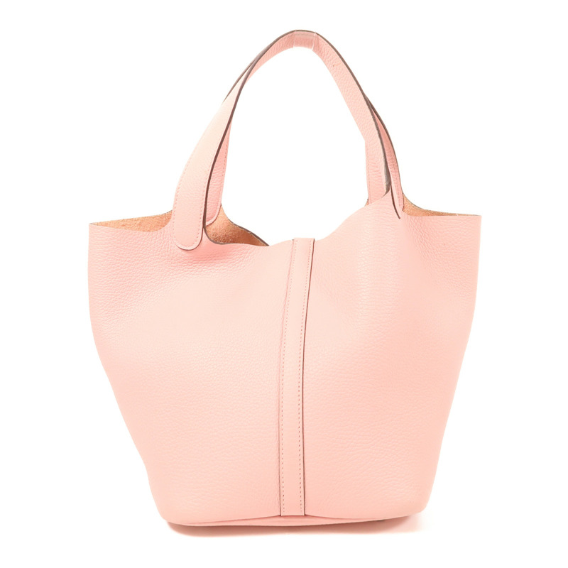 HERMES Clemence皮革Picotin MM銀扣手挽袋3Q Rose Sakura-1
