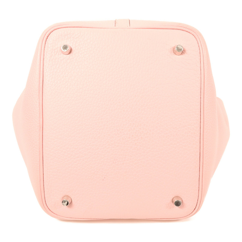 HERMES Clemence皮革Picotin MM銀扣手挽袋3Q Rose Sakura-3