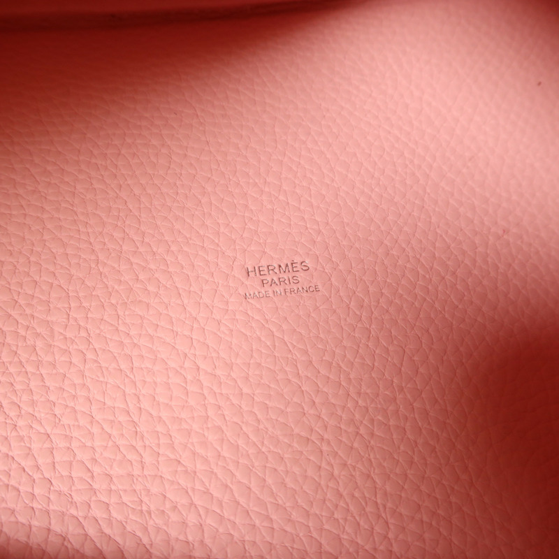 HERMES Clemence皮革Picotin MM銀扣手挽袋3Q Rose Sakura-5