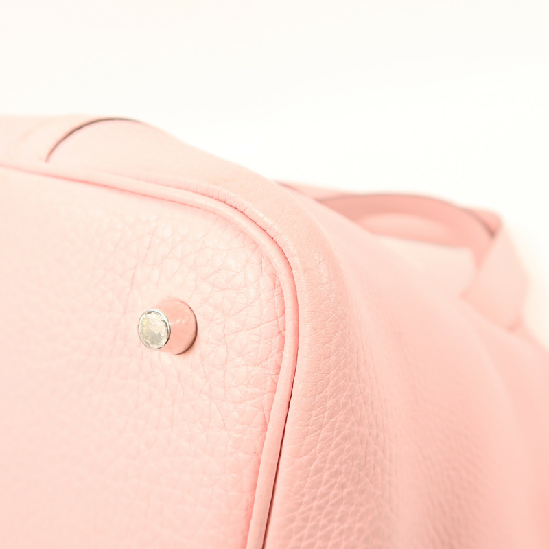 HERMES Clemence皮革Picotin MM銀扣手挽袋3Q Rose Sakura-9