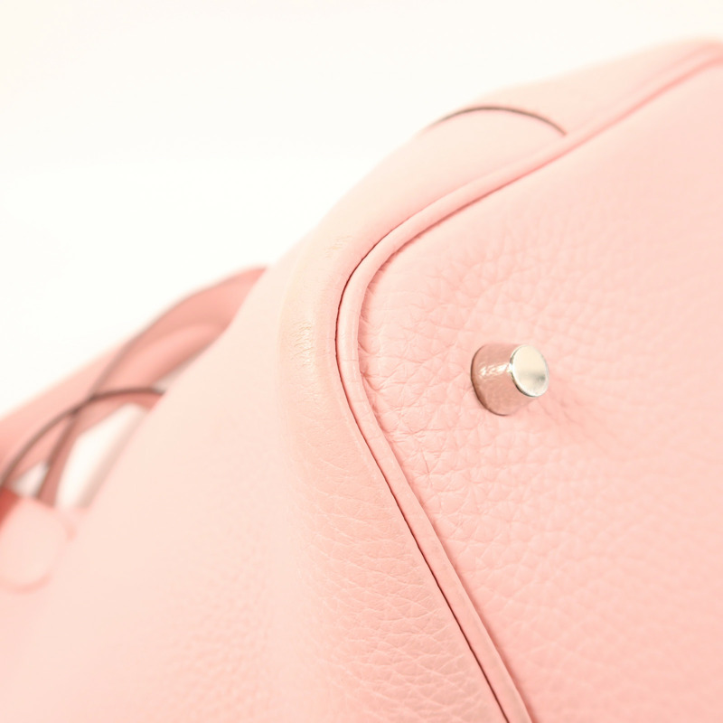 HERMES Clemence皮革Picotin MM銀扣手挽袋3Q Rose Sakura-10