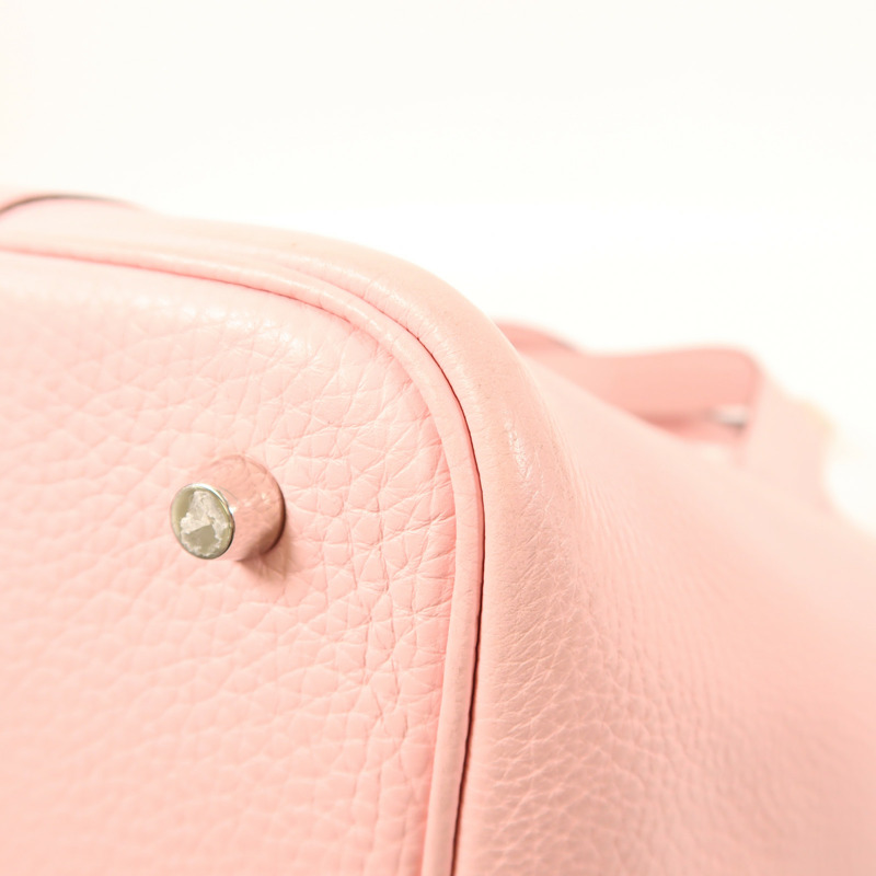 HERMES Clemence皮革Picotin MM銀扣手挽袋3Q Rose Sakura-11