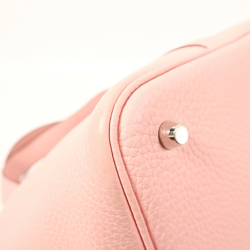 HERMES Clemence皮革Picotin MM銀扣手挽袋3Q Rose Sakura-12