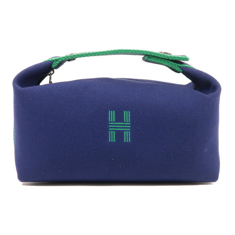 HERMES 帆布Bride A Brac銀扣手挽袋Blue