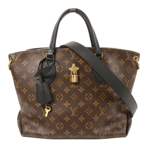 LOUIS VUITTON Monogram Flower Zip MM金扣手挽肩背兩用袋