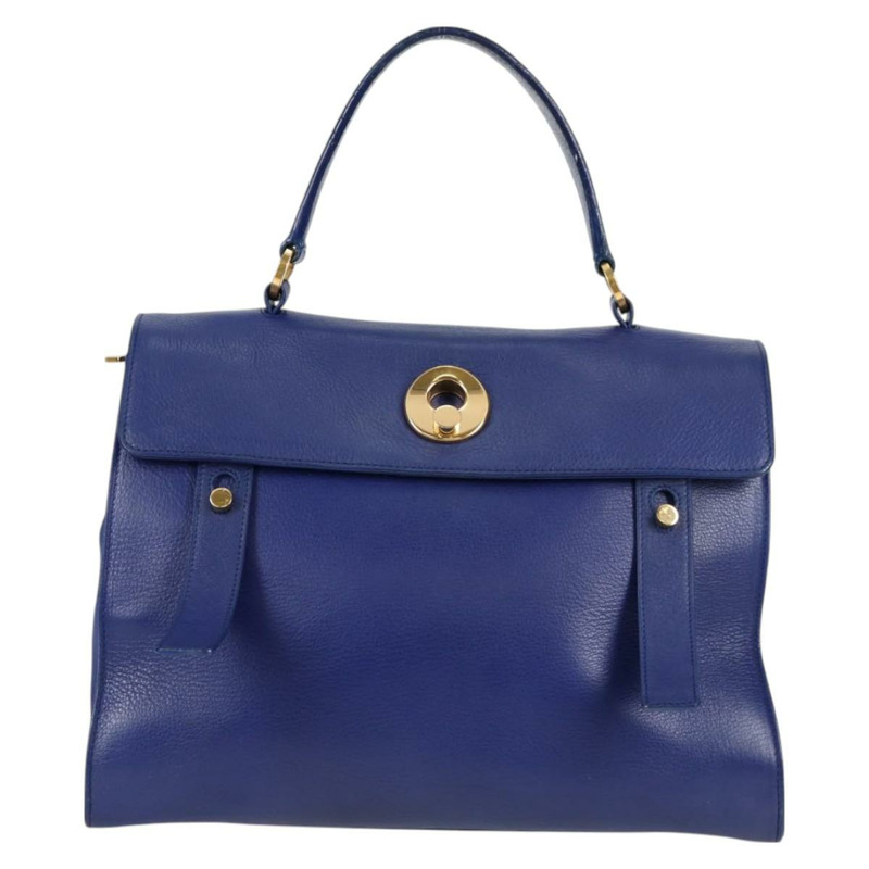 【日本直送】SAINT LAURENT 單肩包 皮革 2way 藍色 金色 313456 Auth 127908V-12