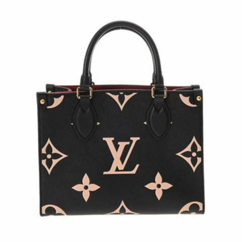 LOUIS VUITTON 路易威登 Monogram Empreinte On the Go PM 2WAY 黑色/米色 M45659 女士皮革手提包 A