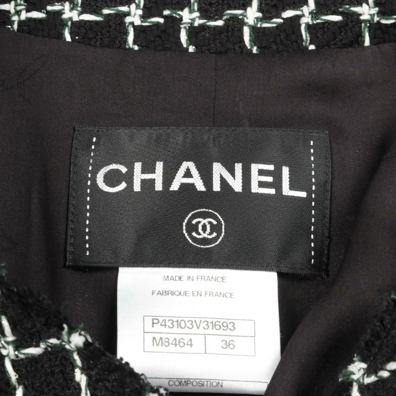 CHANEL Gripoa Button Tweed 無色外套 P43103V31693 羊毛棉 黑白 二手女款-2