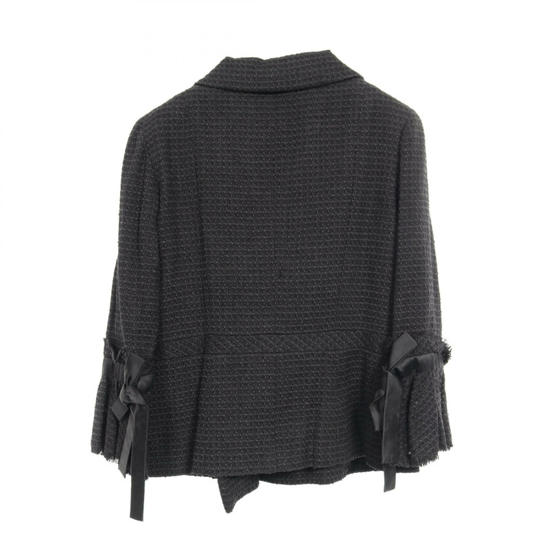 CHANEL COCO 馬克紐扣粗花呢其他夾克 P34949 尼龍黑色二手女款-1