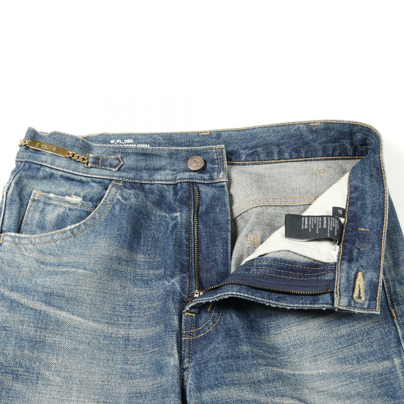 CELINE 標誌鏈條牛仔褲 棉質 藍色 二手 女款 27 碼-4