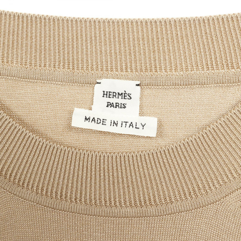 愛馬仕 H Lift 短袖中長連身裙，絲質棉質米色 #34 二手女裝-2