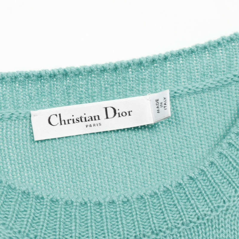 Christian Dior 針織短袖上衣 424S68AM054 羊絨藍色 女款 40碼-2