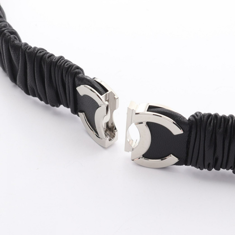 香奈兒 COCO Mark 皮帶 皮革 黑色 二手 女士-3