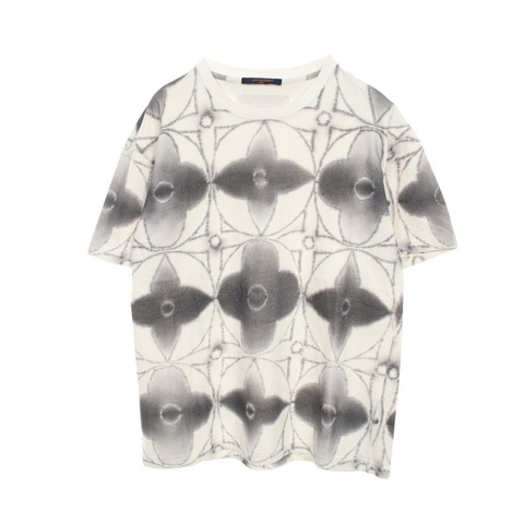 LOUIS VUITTON Monogram Shibori 印花 T 卹 RM231 NPL HOY89W 棉質白色灰色 Gres 二手男款