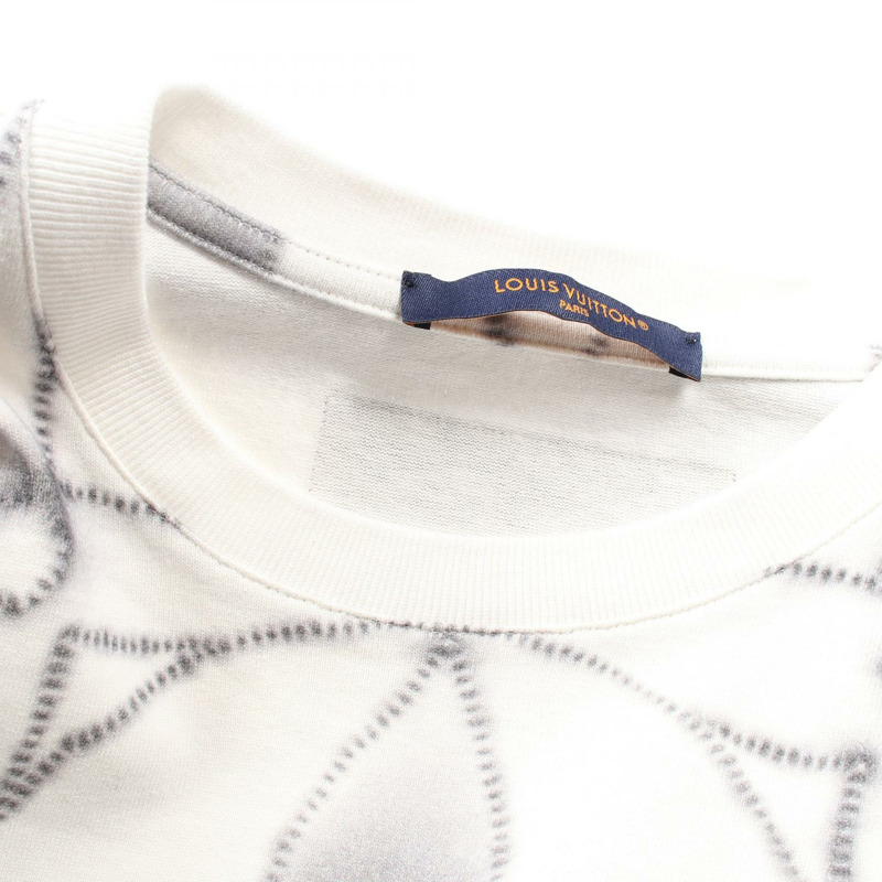 路易威登 Monogram Shibori 印花 T 卹棉質白灰色 #L 二手男款-5