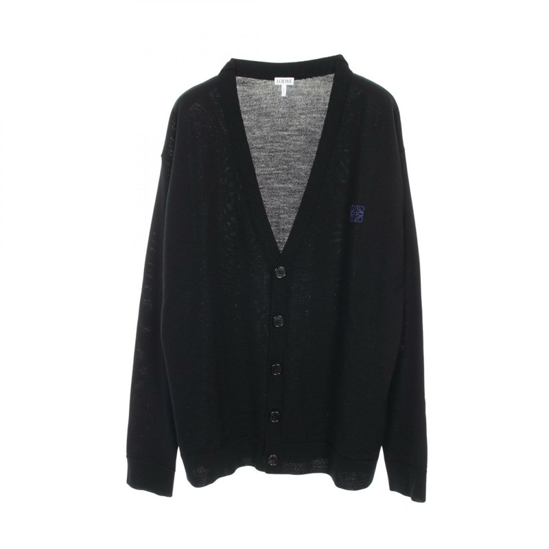 LOEWE Anagram 刺繡開襟衫 Q825Y16K05 羊毛 黑色 M 碼 二手 男士-0