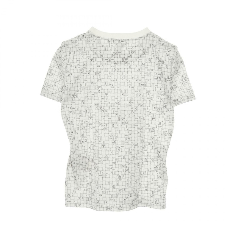 HERMES Bolduc 格紋 T 卹 5E4645DK 棉質白色二手女款 36 碼-1