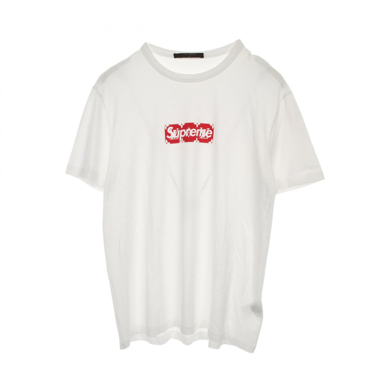 路易威登 × Supreme 聯名款 Box Logo T 卹 HDY92WJC8 純棉 白色 #S 二手 男款-0
