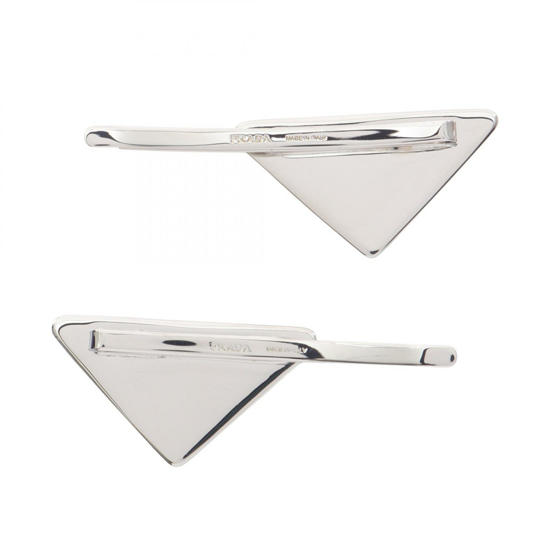 PRADA FERMAGLI 髮夾 其他時尚商品 1IF0512BA6F0002 不鏽鋼琺瑯 黑色銀色 全新 女款-1