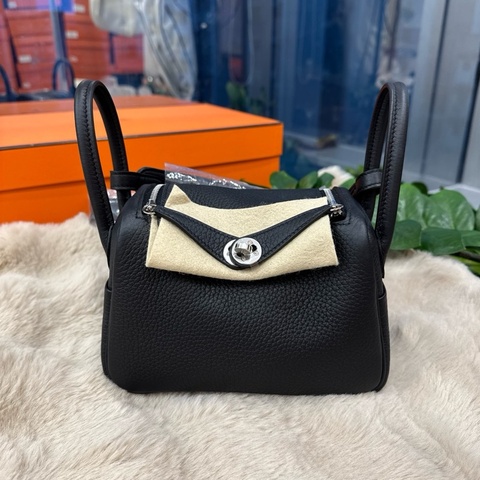 HERMES mini Lindy2 黑银tc stamp W