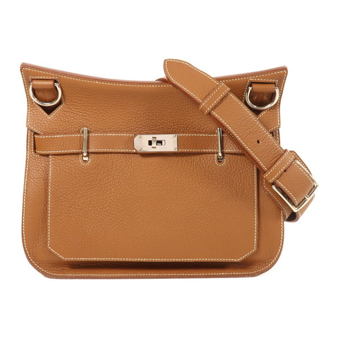 HERMES Clemence皮革Jypsiere 31銀扣肩背袋37 Gold