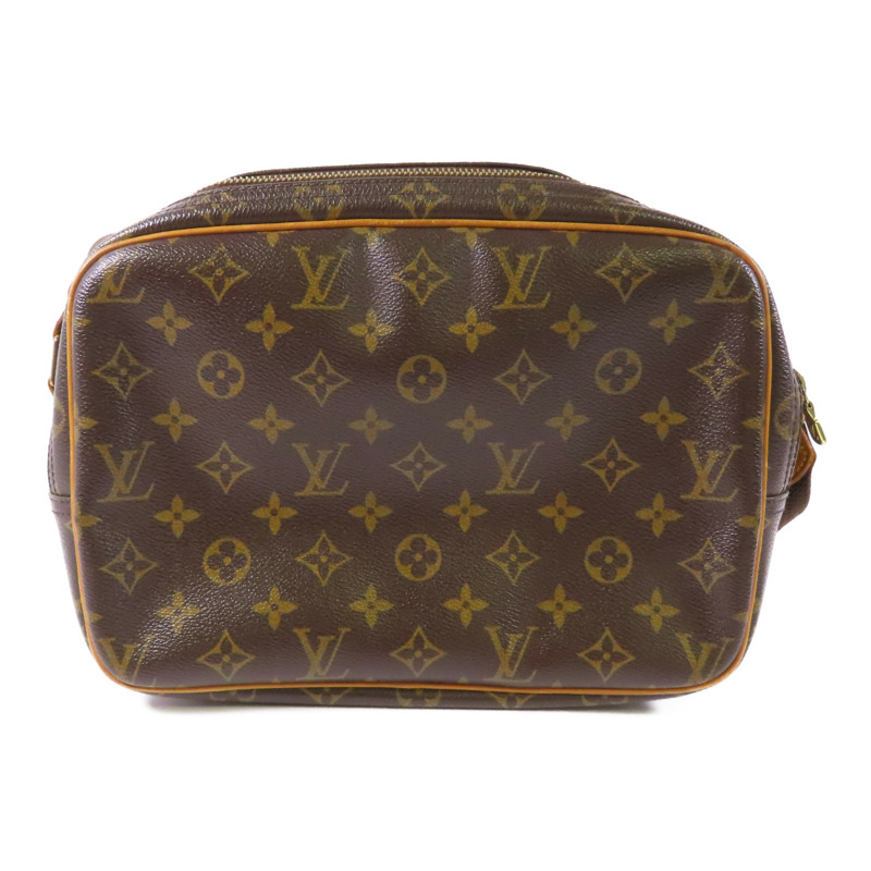 LOUIS VUITTON Monogram Reporter PM金扣肩背袋棕色-1