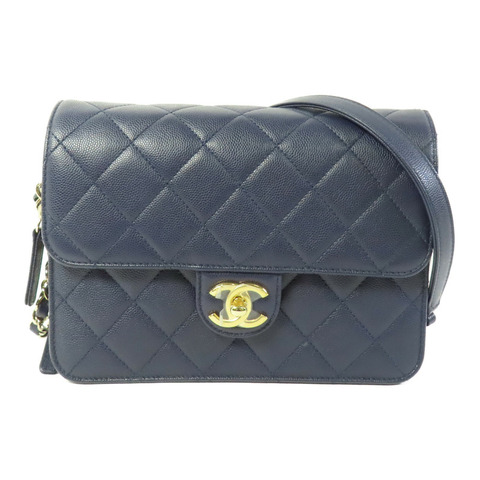 CHANEL 牛皮皮革Flap Bag金扣鏈帶肩背袋