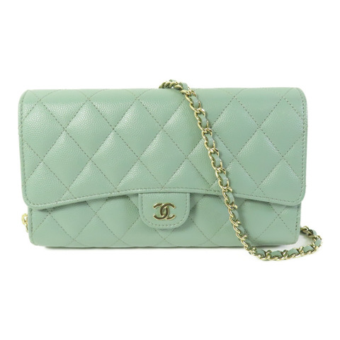 CHANEL 牛皮皮革WOC金扣鏈帶肩背袋
