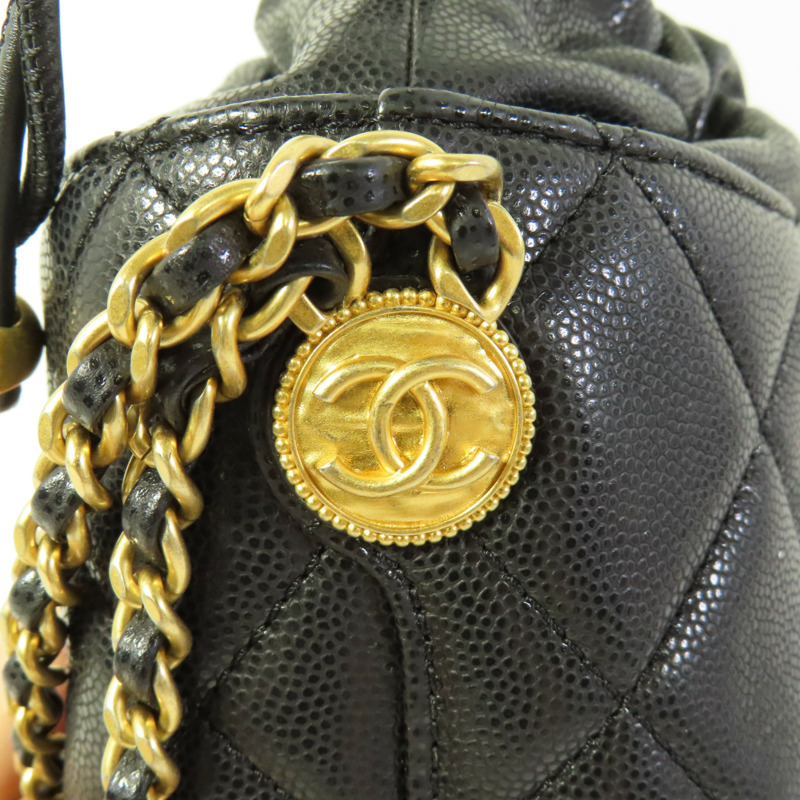 CHANEL 牛皮皮革Small Bucket Bag金扣肩背袋-12
