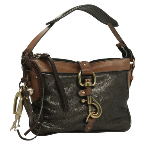 Chloe Kerala 馬形手提包皮革黑金色正品 mr1458