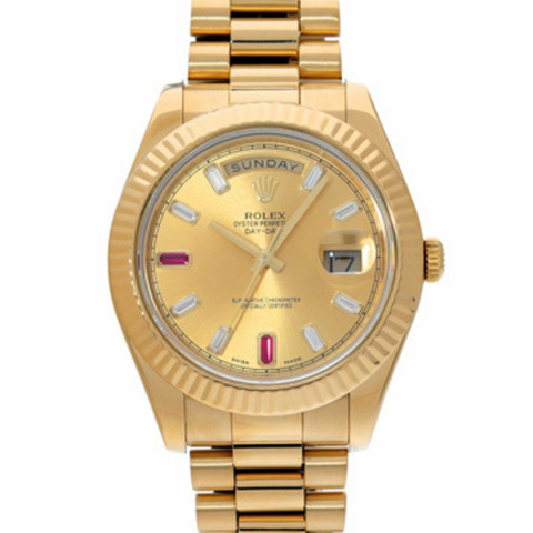 Rolex Day-Date II 218238BG 隨機序號香檳色/鑽石/紅寶石男士自動腕錶