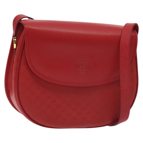 GUCCI 微型 GG Supreme 單肩包 PVC 金色紅色 正品 am8763