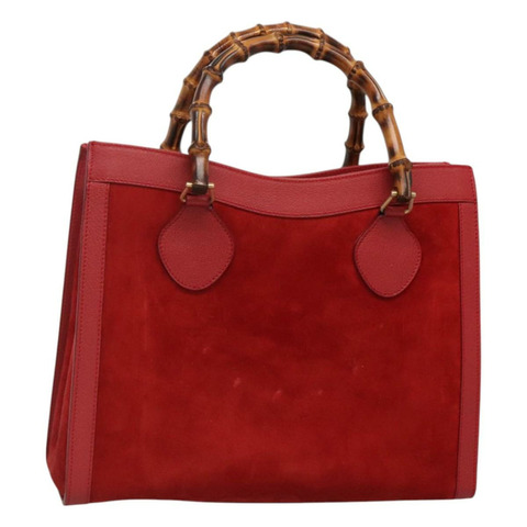 GUCCI 竹節手提包 絨面革 紅金色 002 1186 0260 正品 131161