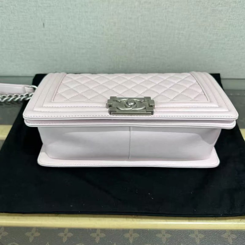 ✨CHANEL 香芋紫銀扣菱格紋Leboy中號鍊條包 25*14*7 98新配件塵袋盒子-2