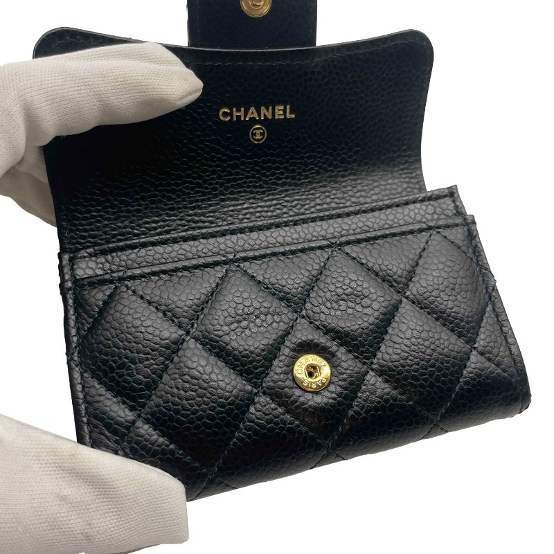 CHANEL 黑金荔枝卡包-6