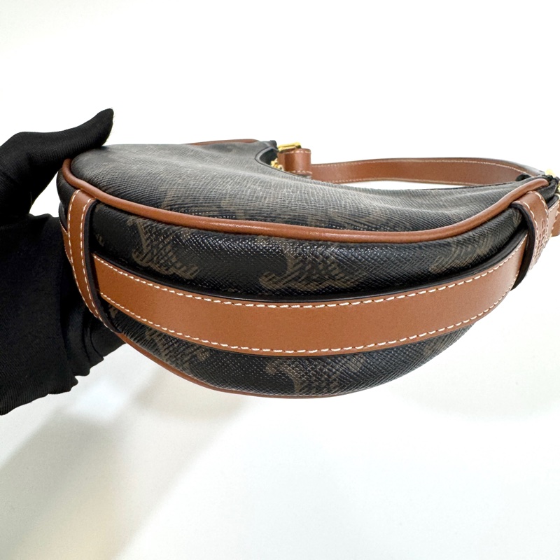 Celine老花棕牛皮凱旋門Mini AVA腋下包-7