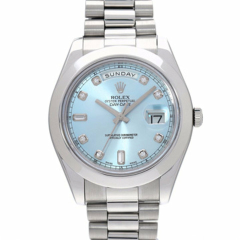 Rolex Day-Date II 218206 隨機序號冰藍色/鑽石男士自動腕錶