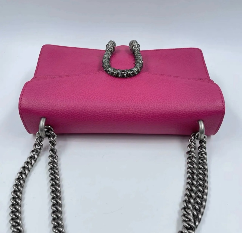 GUCCI古馳 Dinoysus 帶鑽虎頭扣鏈條 小號 約長28 x 9 x 17cm 玫粉色-1