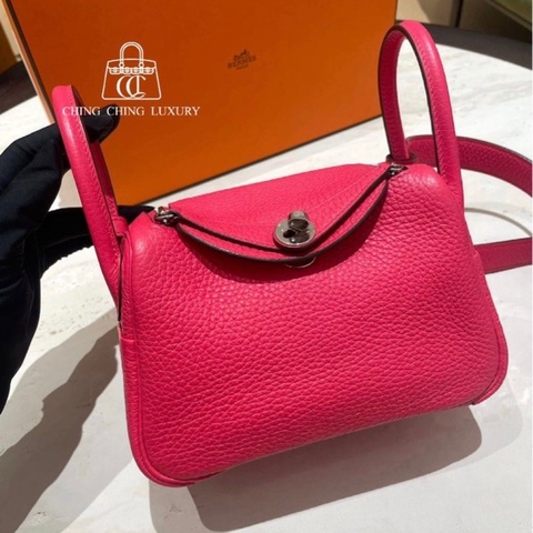Hermes❤️Mini Lindy一代❤️I6極致粉銀扣🌟99新🌟TC皮🌟