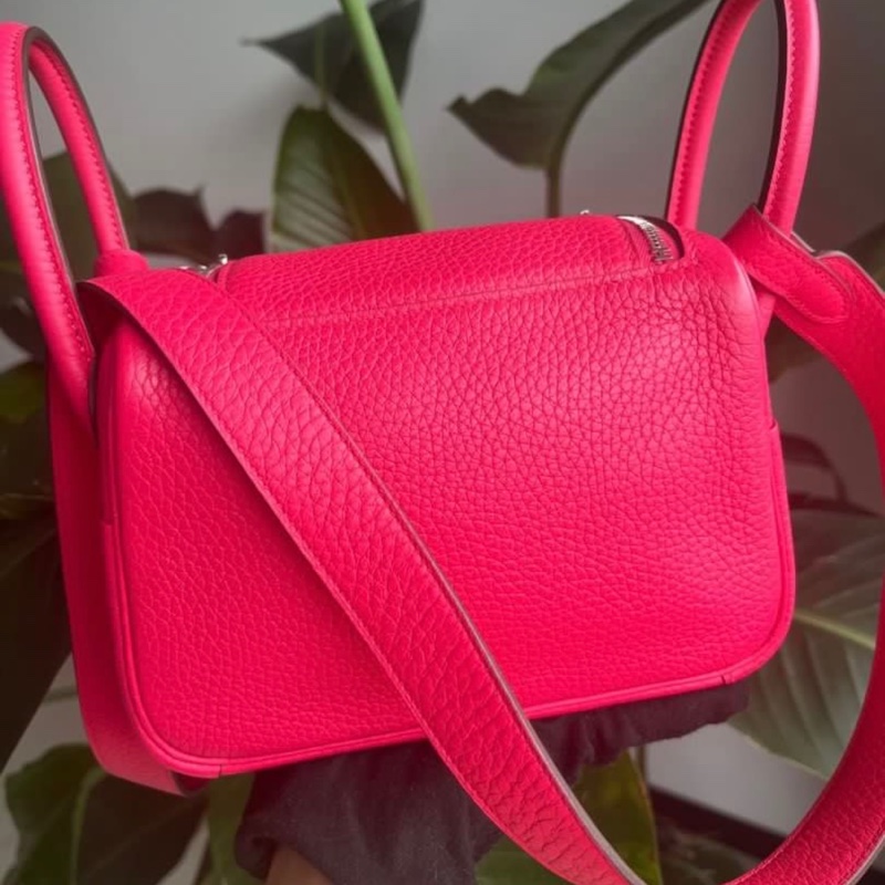 Hermes❤️Mini Lindy一代❤️I6極致粉銀扣🌟99新🌟TC皮🌟-5
